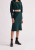 Paisie Balloon Sleeve Knitted Dress in Dark Green